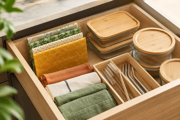 Organized refrigerator shelves with visible fresh produce